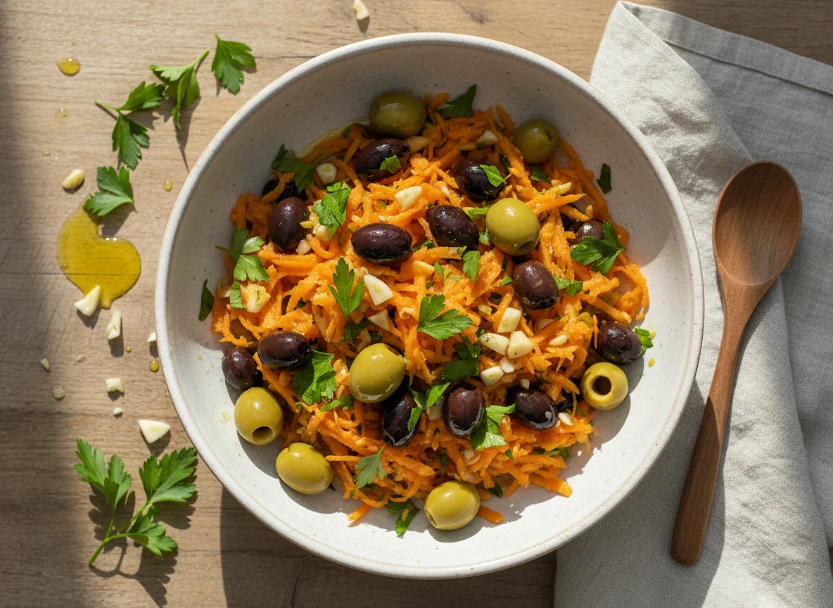 Oliven und Karottensalat photo