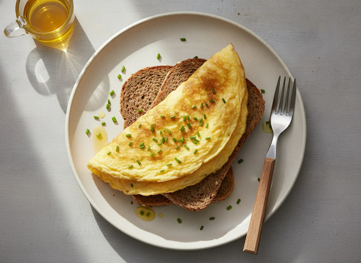 Omelett auf Vollkornbrot photo