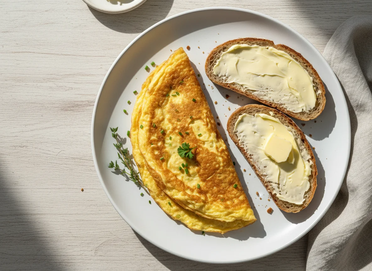 Omelett mit Butterbrot photo