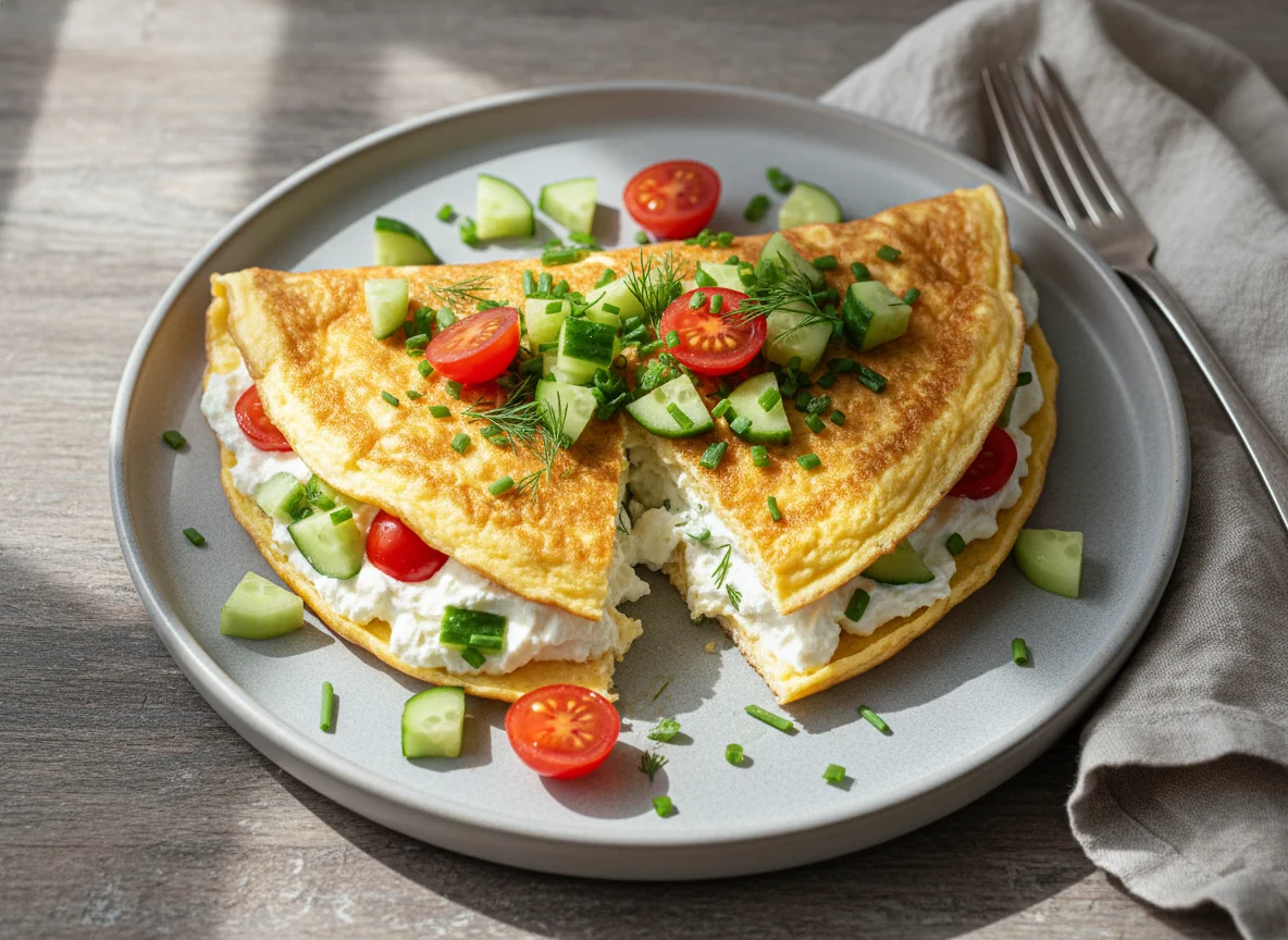 Omelett mit Frischkäse und Gemüse photo