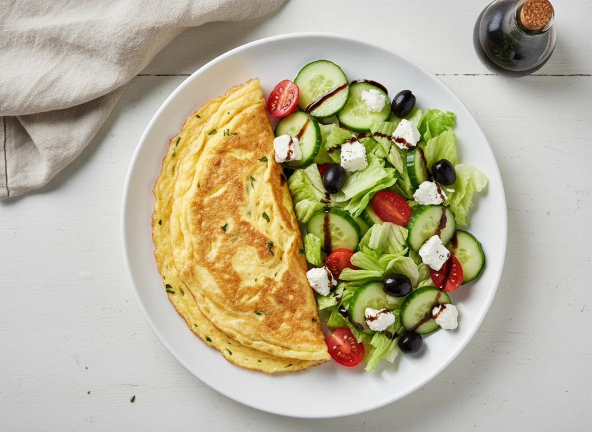 Omelett mit griechischem Salat photo
