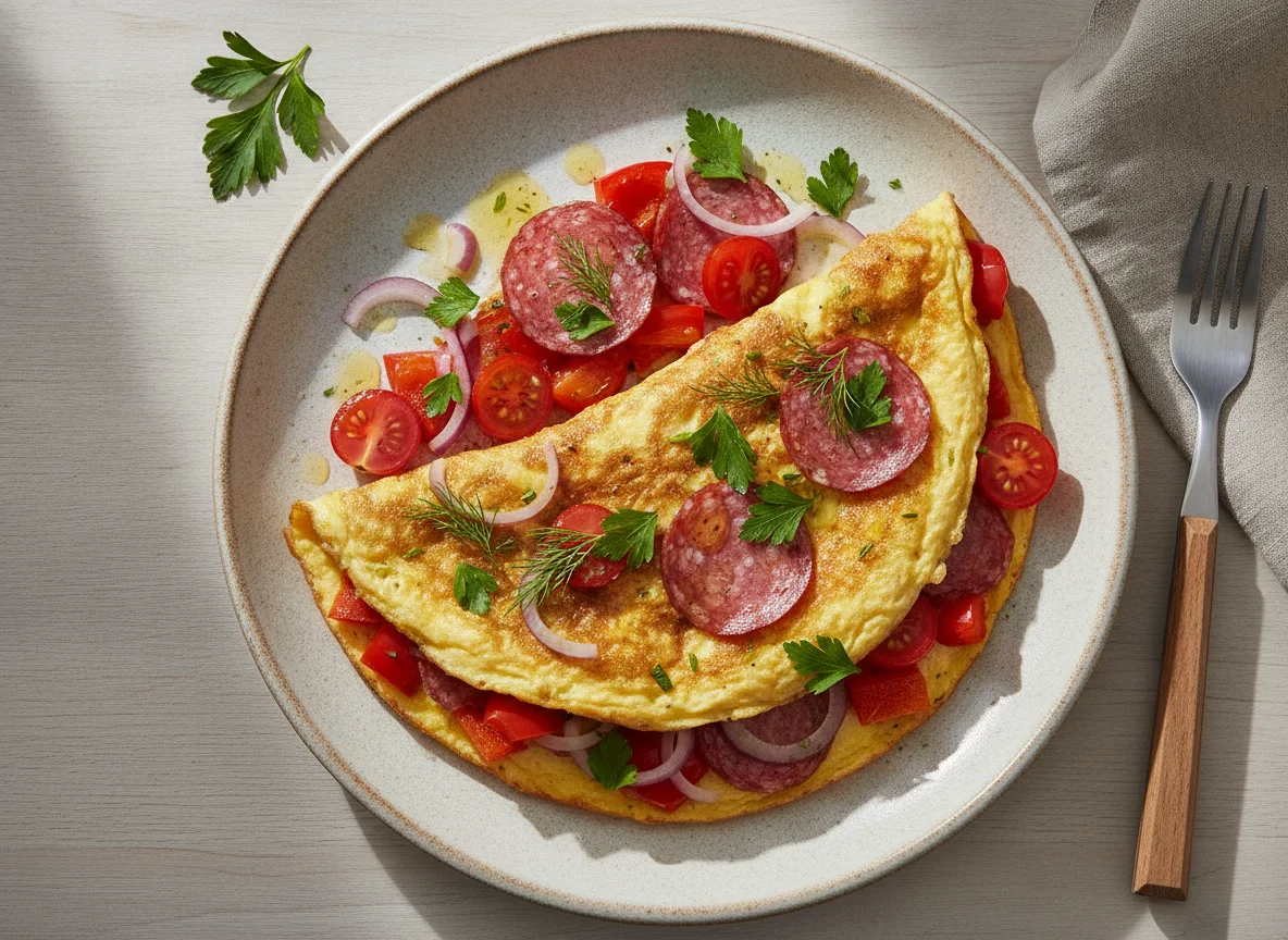 Omelett mit Paprika und Kräutern photo