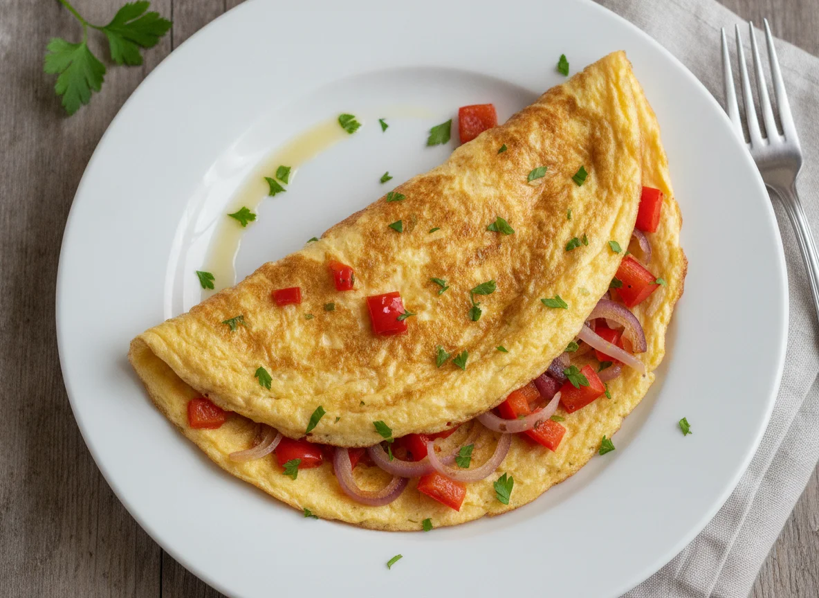 Omelett mit Paprika und Zwiebeln photo