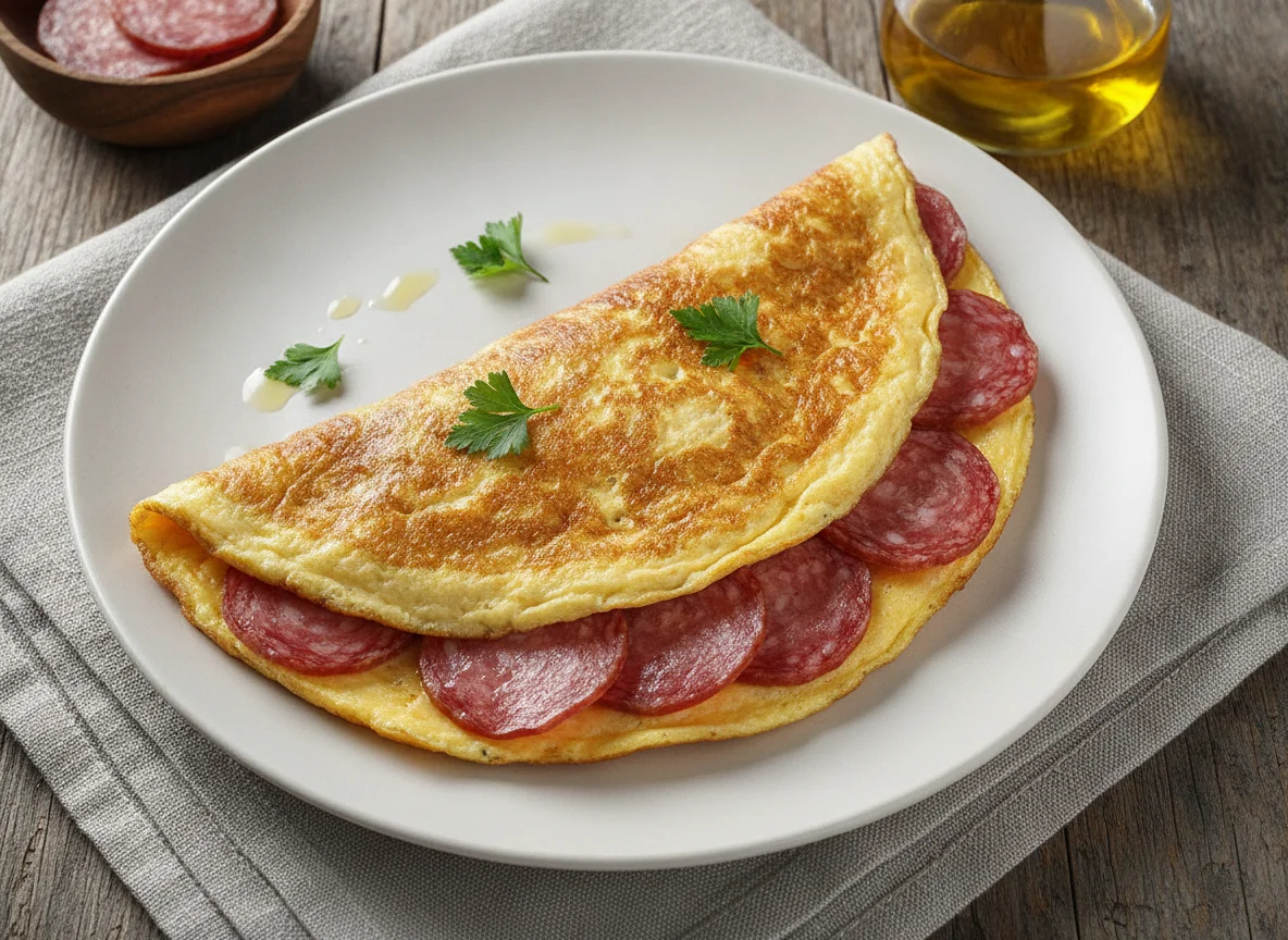 Omelett mit Salami photo