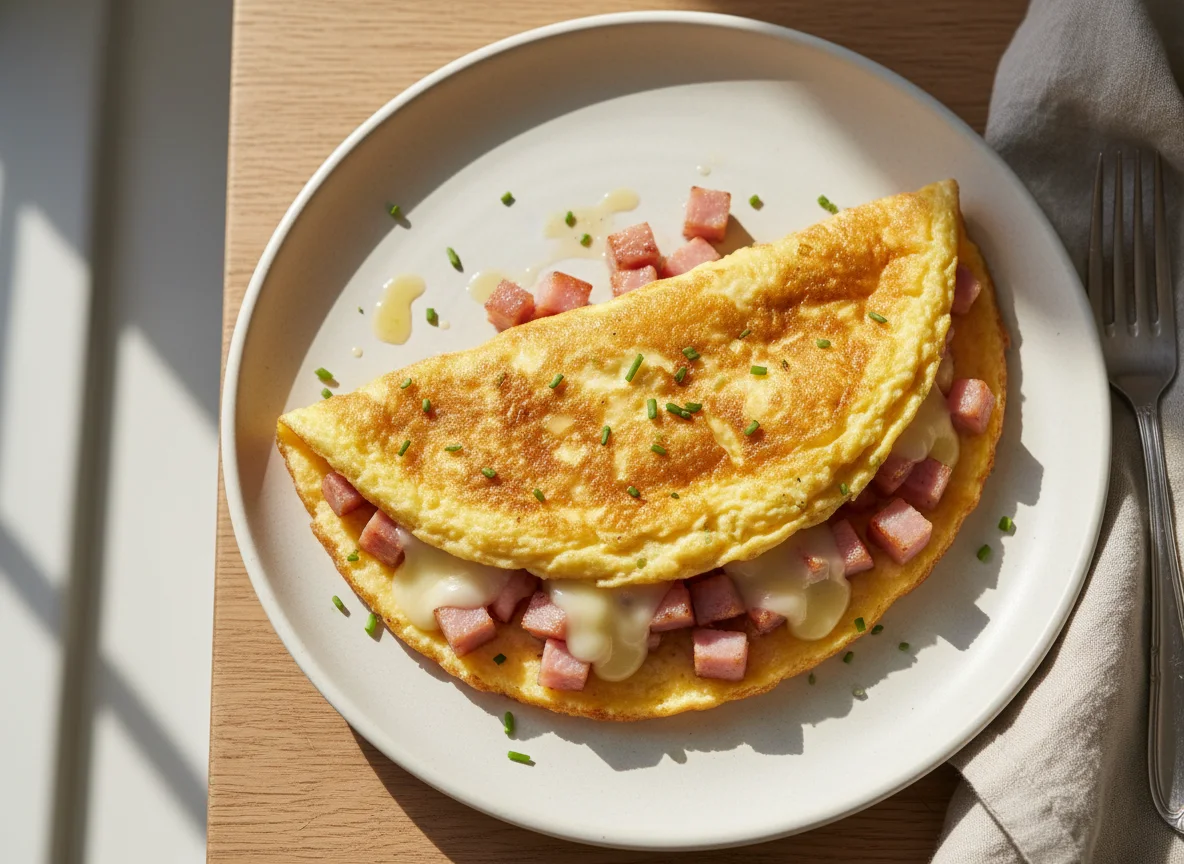 Omelett mit Schinken und Käse photo