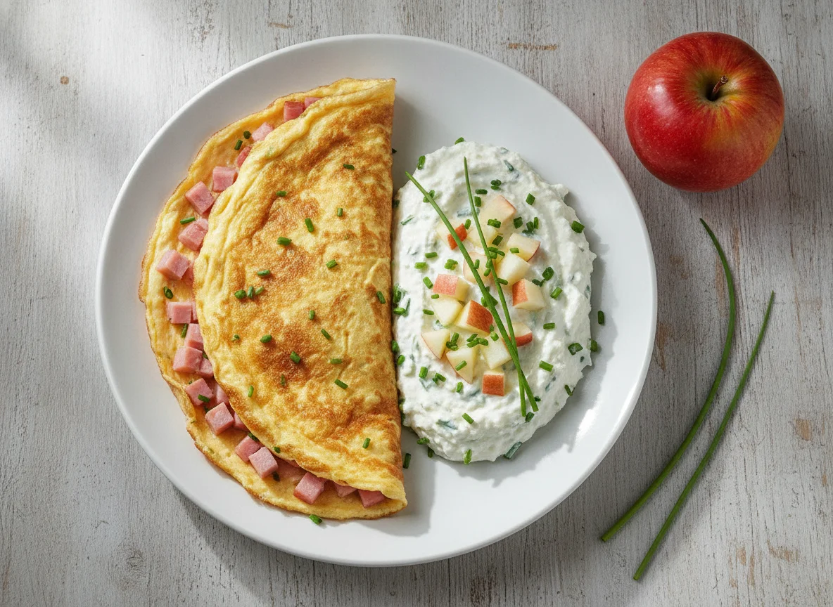Omelett mit Schinken und Kräuterquark photo