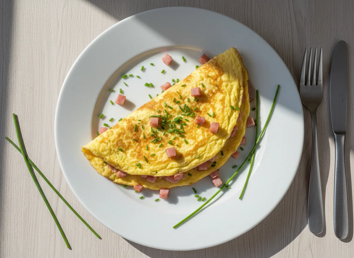 Omelett mit Schinken und Schnittlauch photo