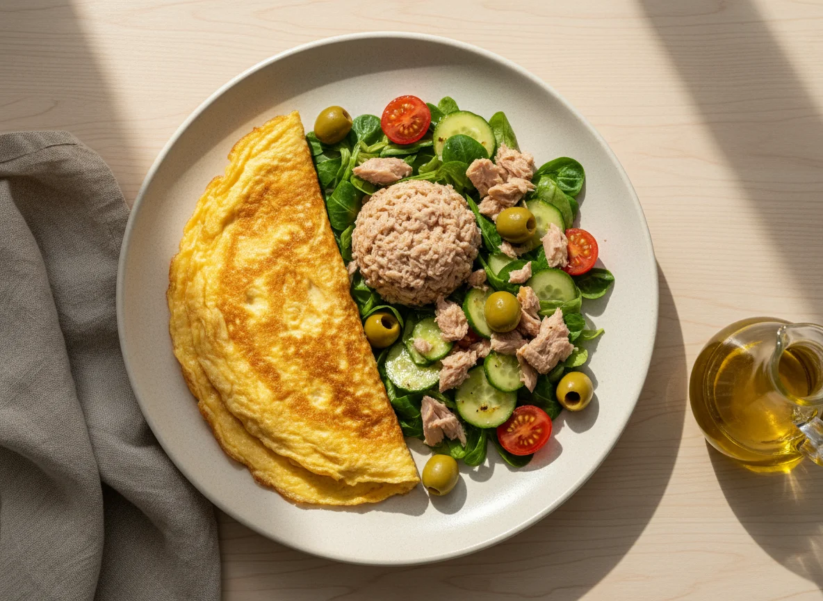 Omelett mit Thunfischsalat photo