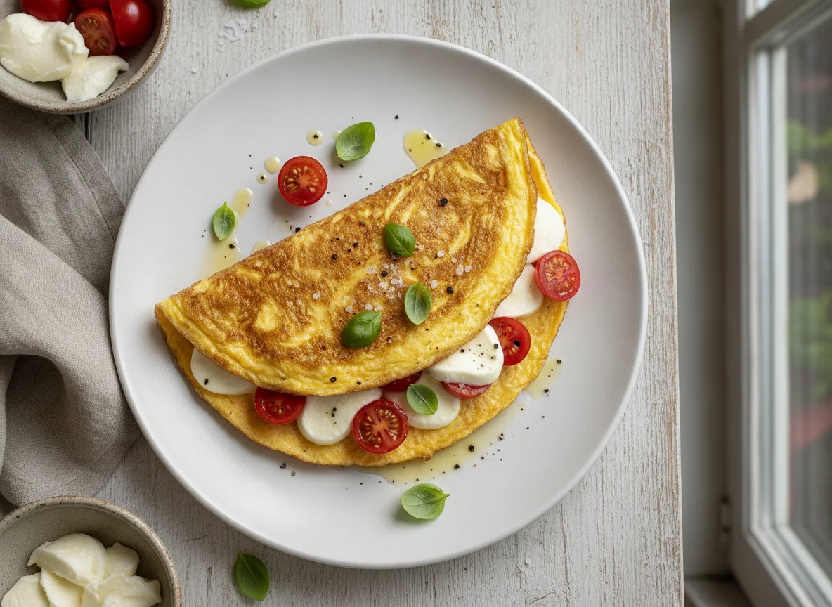 Omelett mit Tomaten und Mozzarella photo