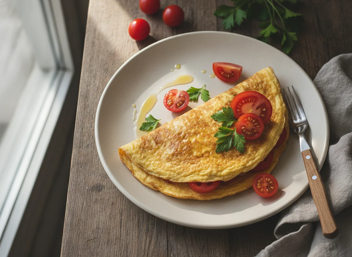 Omelett mit Tomatenscheiben photo