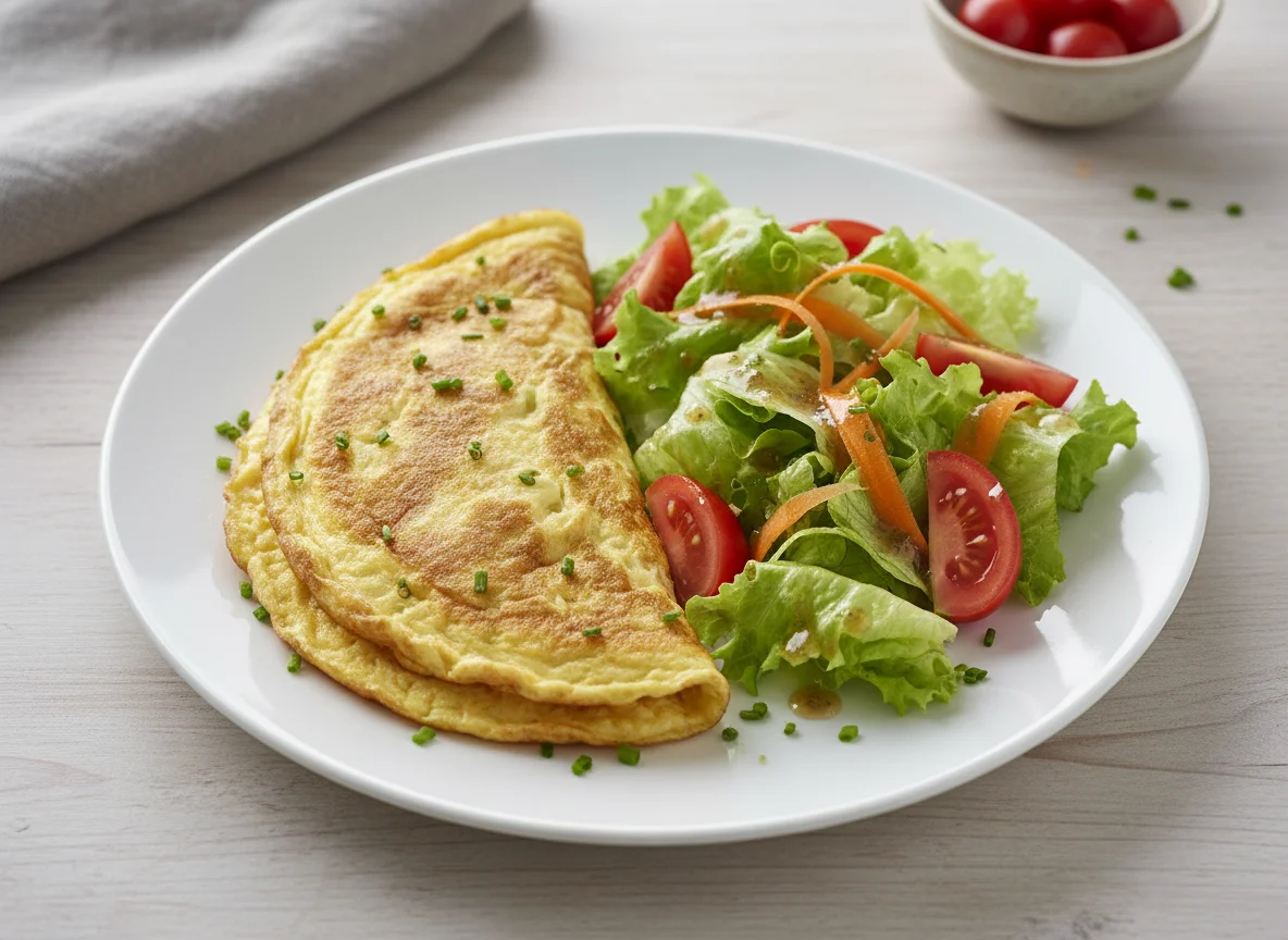 Omelett und Salat photo