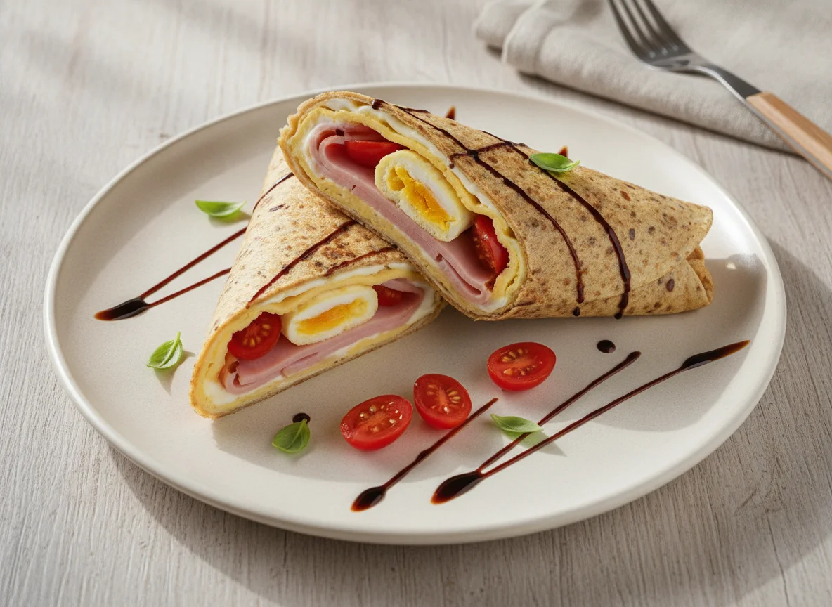 Omelett-Wrap mit Tomaten und Balsamico photo