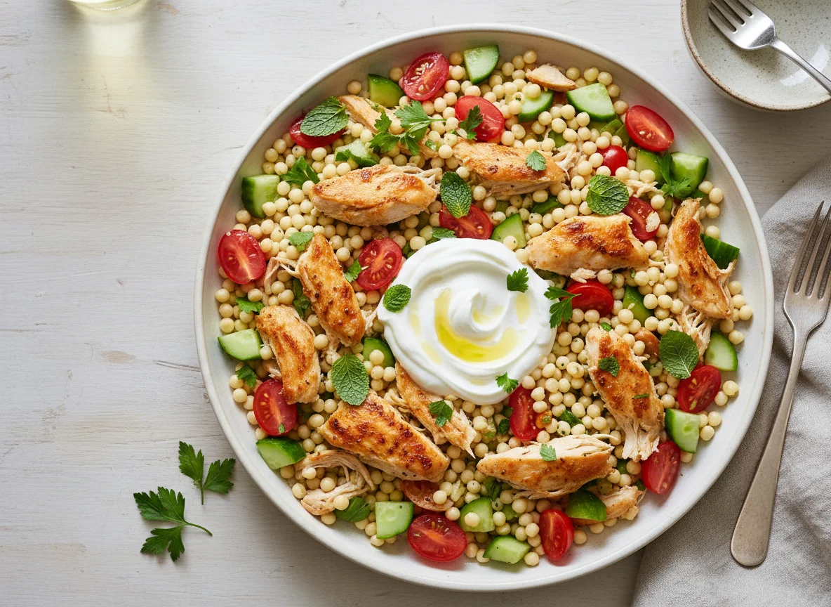 One-Pot Hähnchen-Perlencouscous-Salat photo