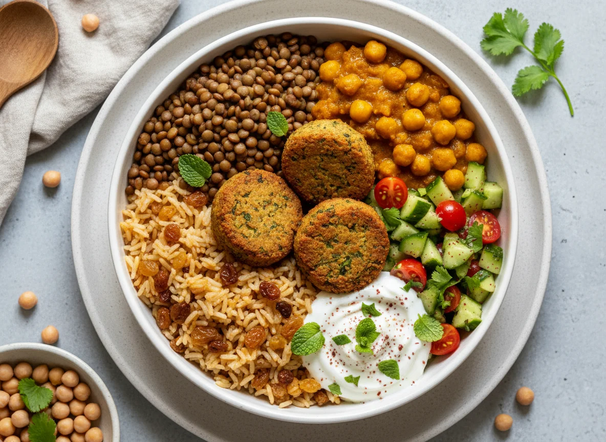 Orientalische Reis-Bowl mit Falafel photo