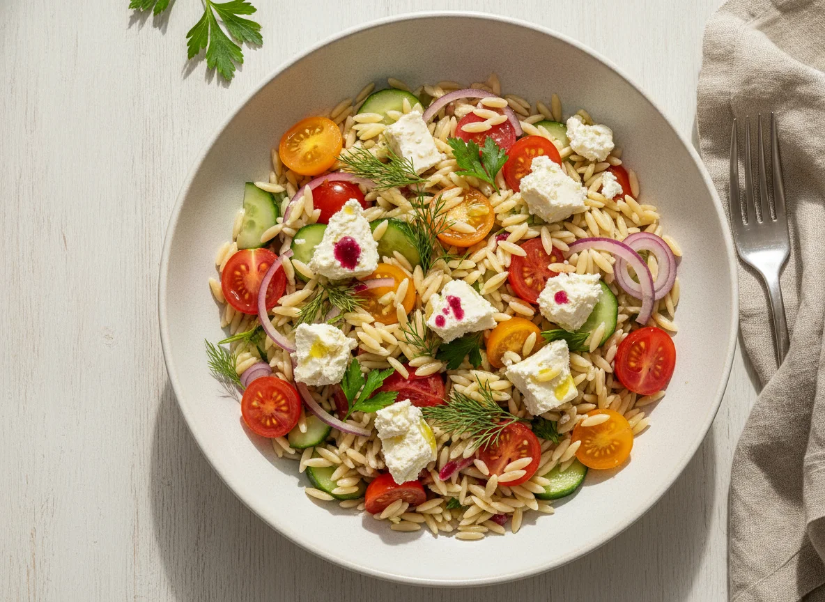 Orzo-Salat mit Hirtenkäse photo