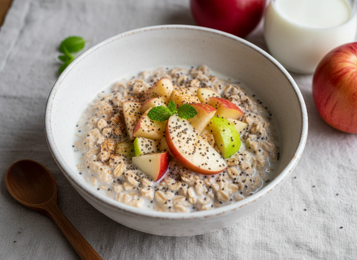 Overnight Oats mit Apfel und Chiasamen photo