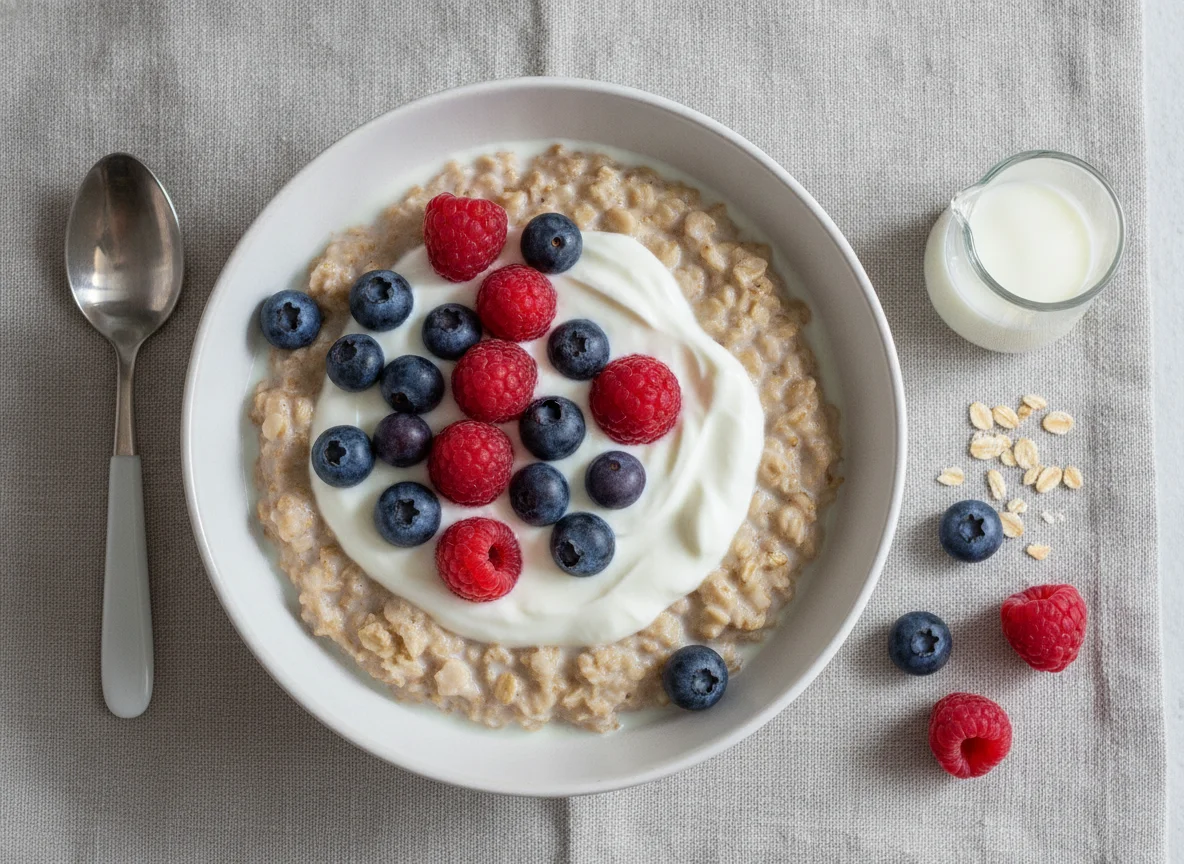 Overnight Oats mit Beeren und Joghurt photo