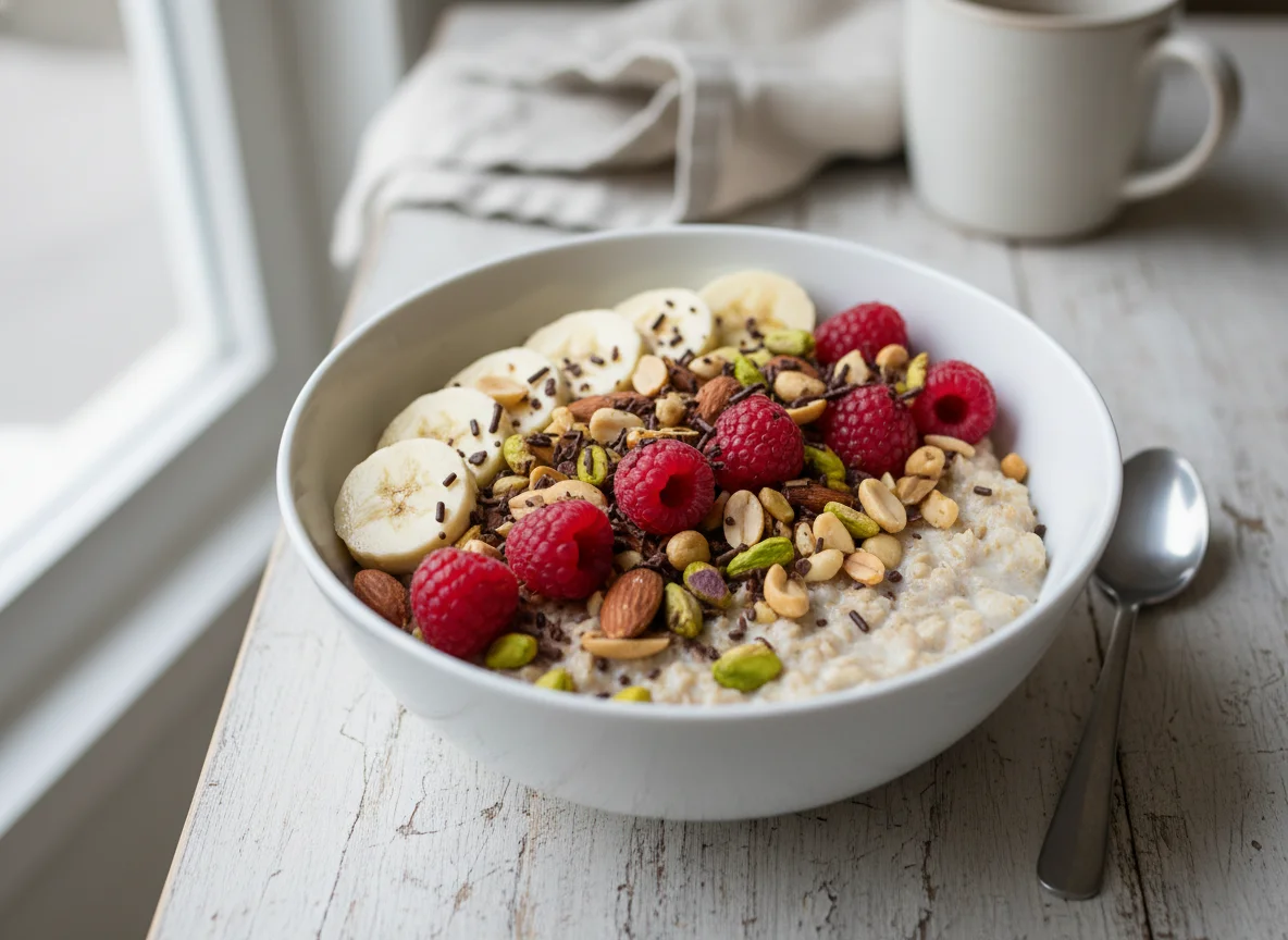 Overnight Oats mit Beeren und Nüssen photo