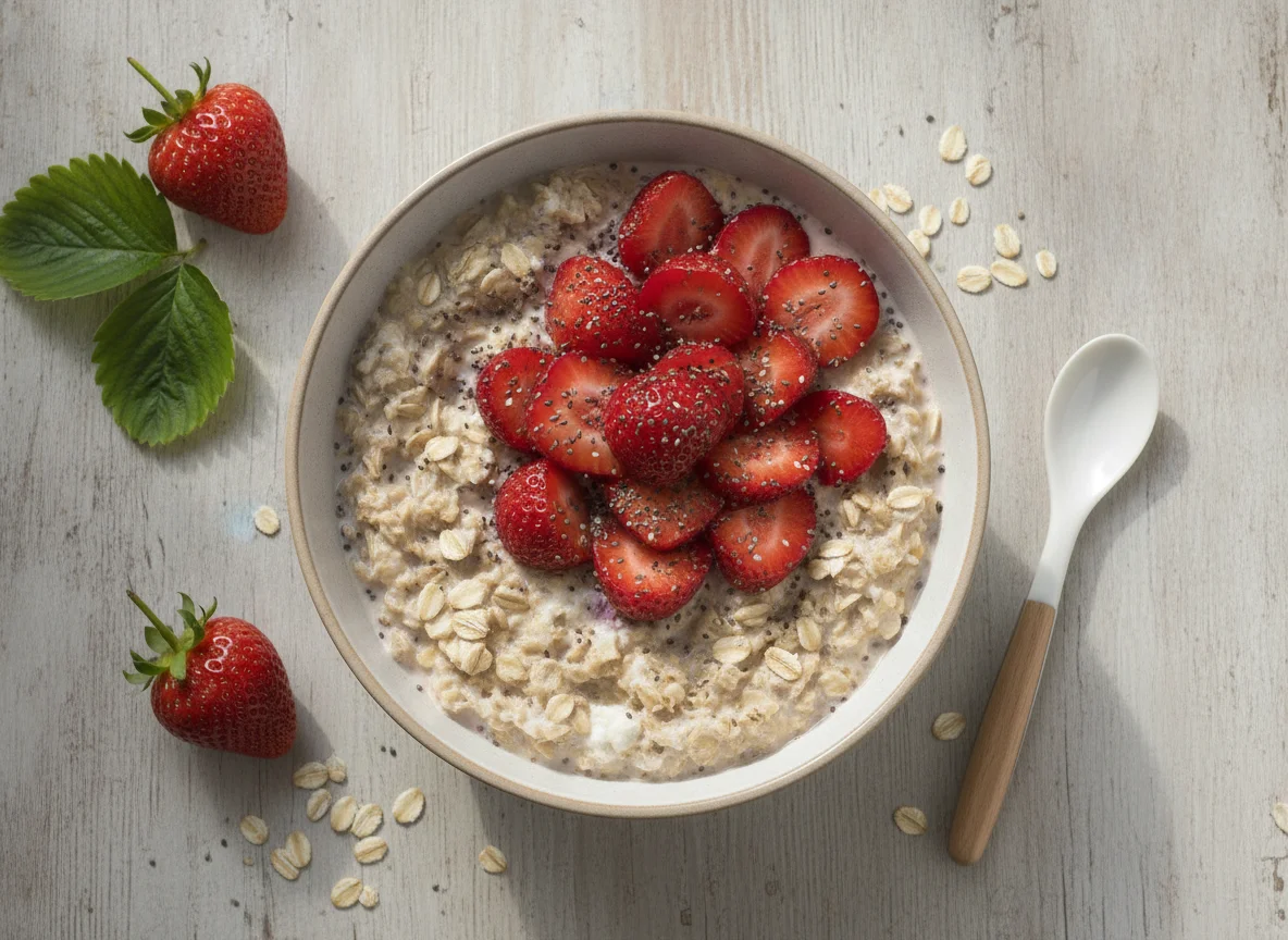 Overnight Oats mit Erdbeeren photo