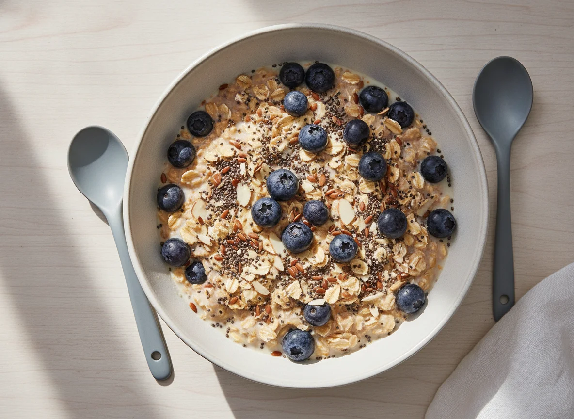 Overnight Oats mit Heidelbeeren photo