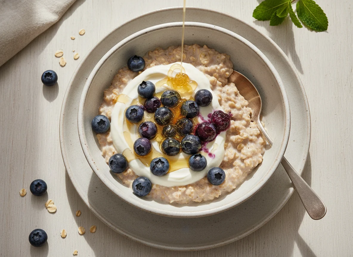 Overnight Oats mit Joghurt und Beeren photo