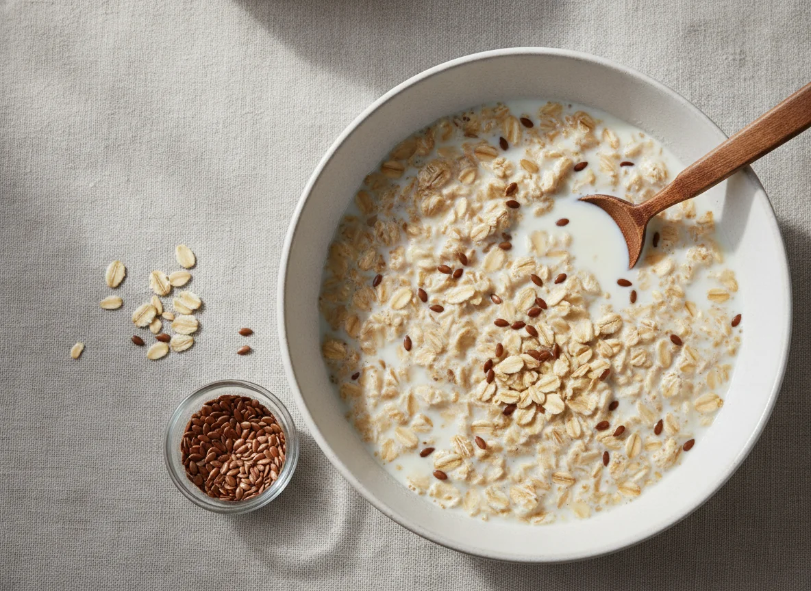 Overnight Oats mit Milch photo