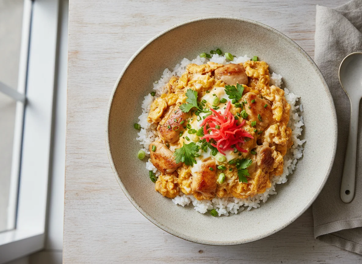 Oyakodon (Japanische Hähnchen-Ei-Bowl) photo