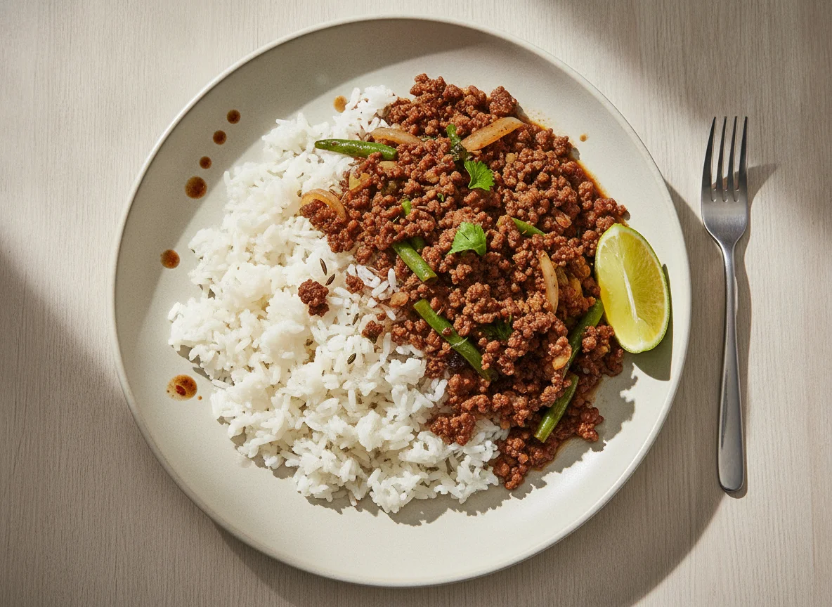 Pad Krapao mit Reis photo