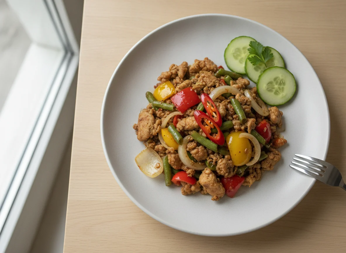Pad Krapow Gai (Thailändisches Basilikum-Hähnchen) photo