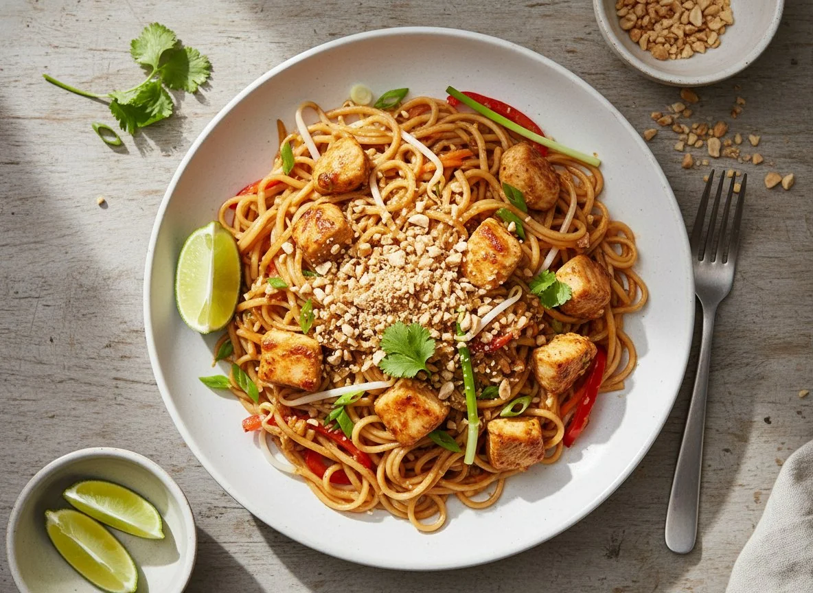 Pad Thai mit Huhn und Erdnüssen photo
