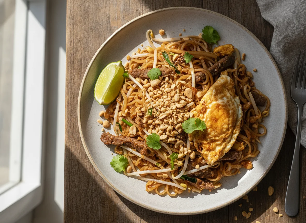 Pad Thai mit Rindfleisch photo