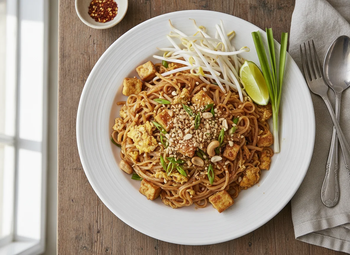 Pad Thai mit Tofu und Cashewnüssen photo