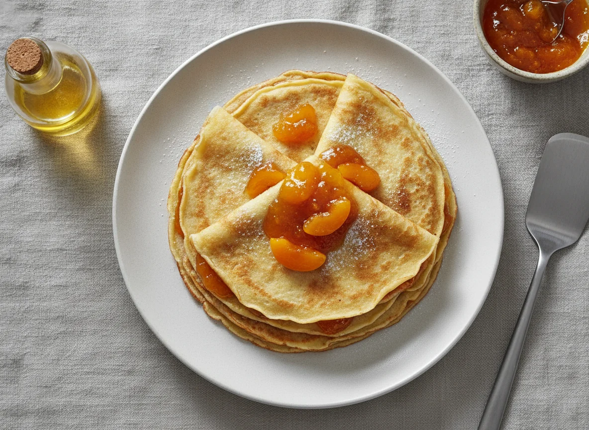 Palatschinken mit Marillenmarmelade photo