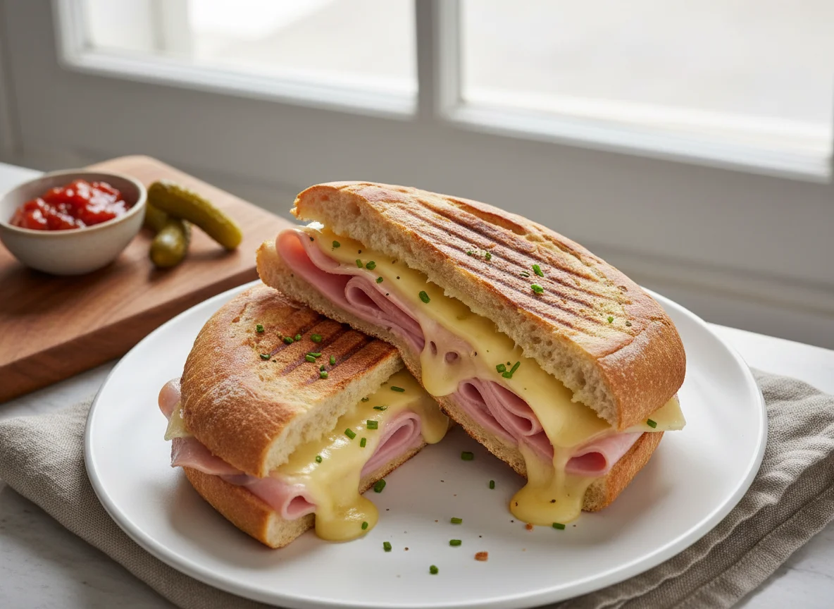 Panini mit Schinken und Käse photo