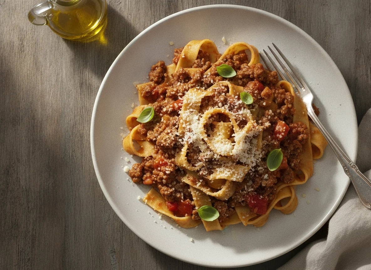 Pappardelle mit Bolognese-Sauce photo