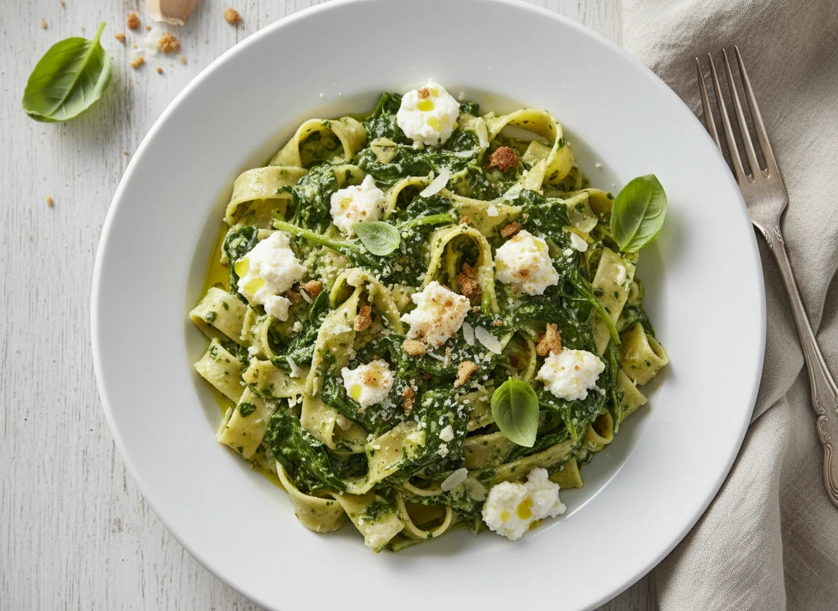 Pappardelle mit Spinat-Ricotta-Sauce photo