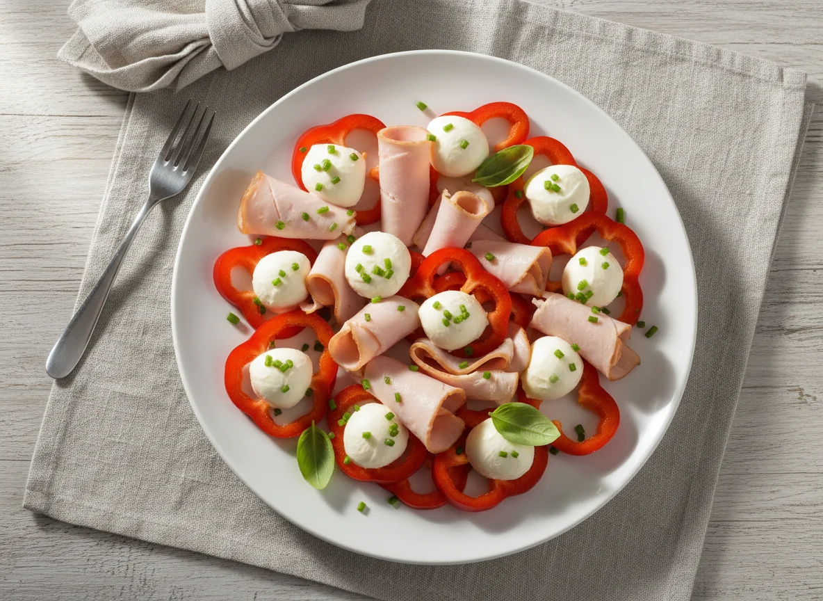 Paprika, Mozzarella und Putenbrust photo