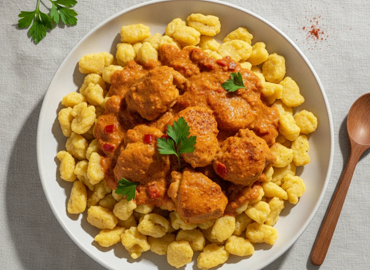 Paprikahuhn mit Spätzle photo