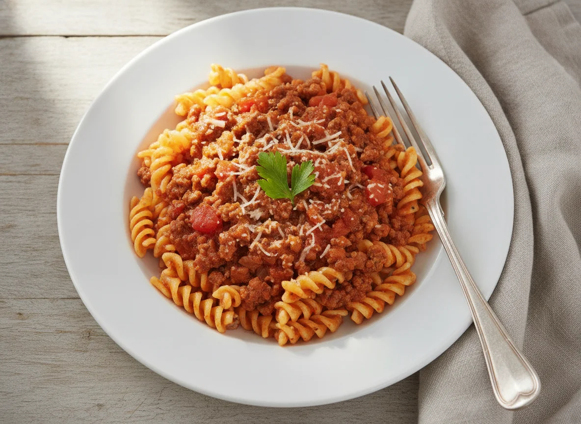 Pasta Bolognese (Fusilli mit Hackfleischsauce) photo