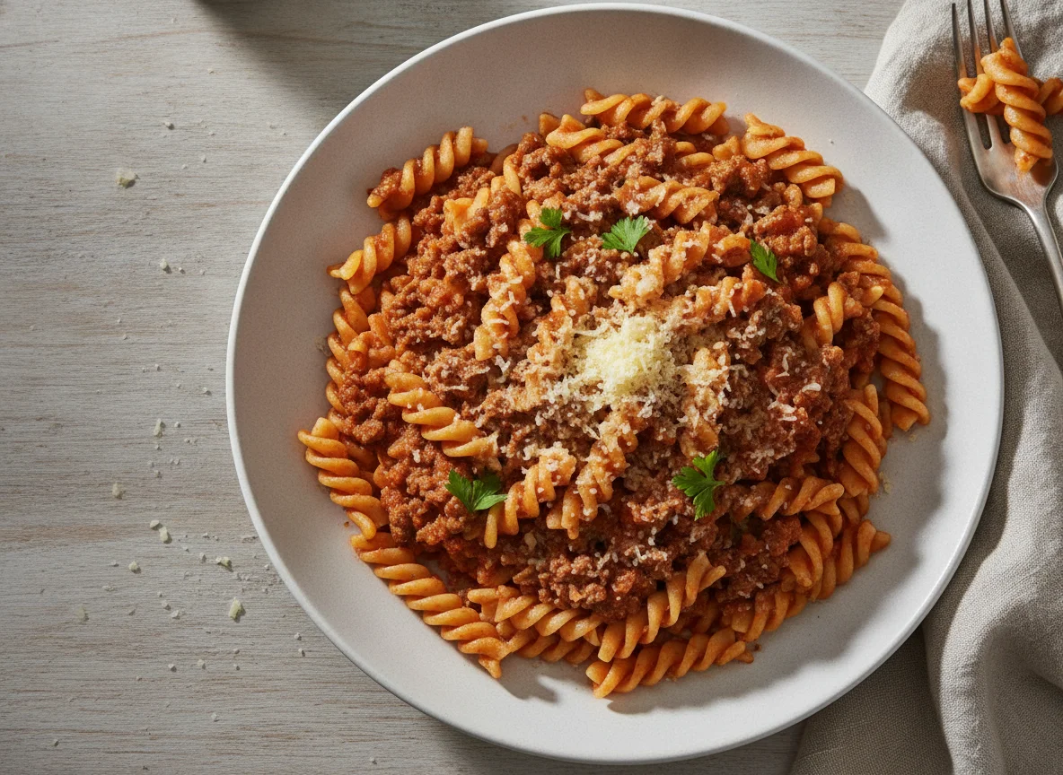 Pasta Bolognese mit Fusilli photo