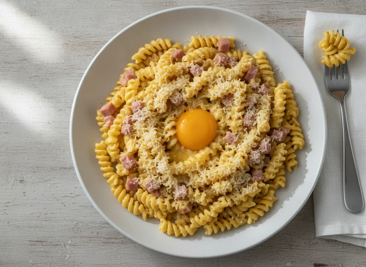 Pasta Carbonara mit Fusilli photo