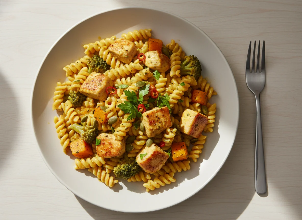 Pasta Hähnchen Curry photo