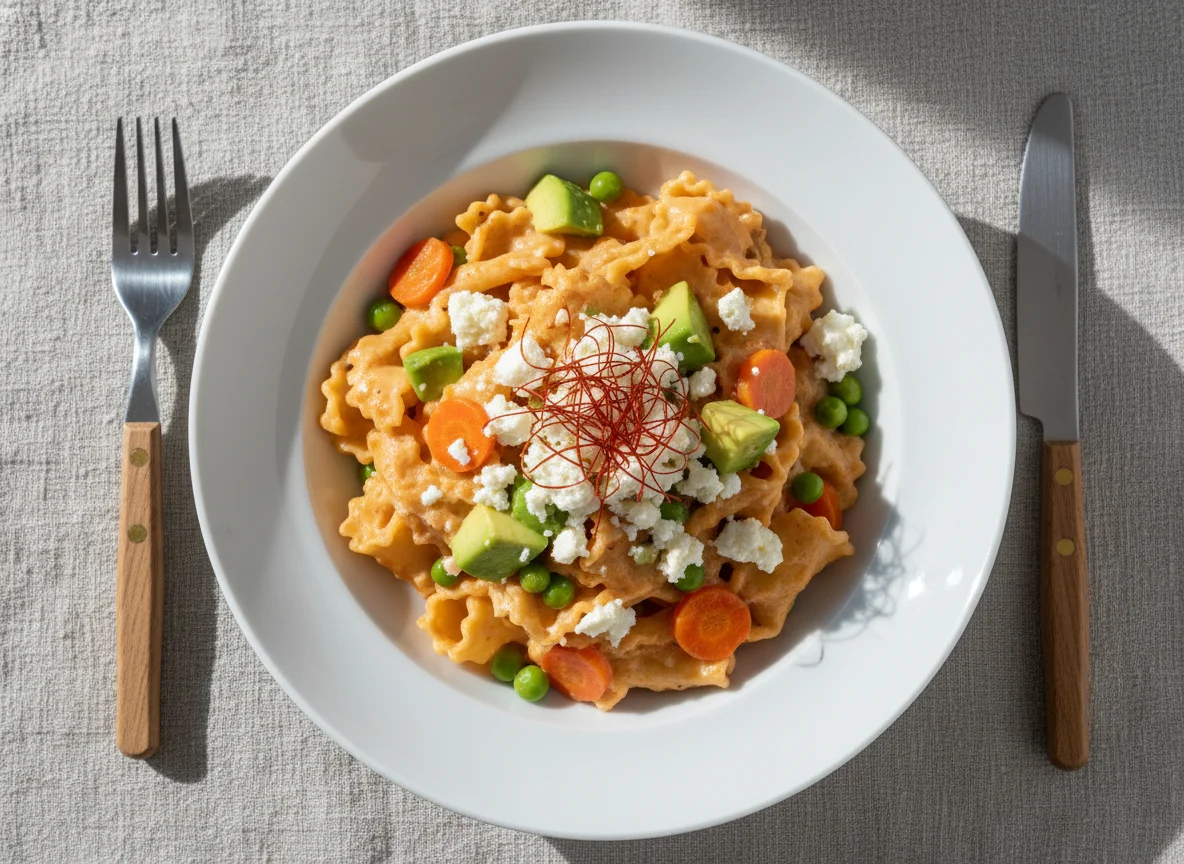Pasta mit Avocado und Feta photo