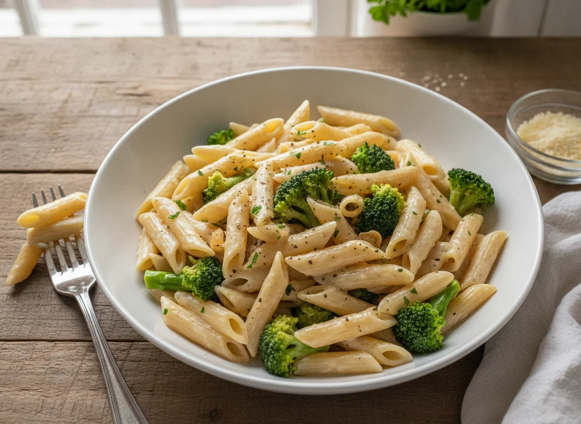 Pasta mit Brokkoli in Sahnesauce photo
