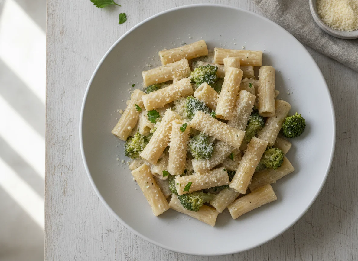 Pasta mit Brokkoli in Sahnesoße photo