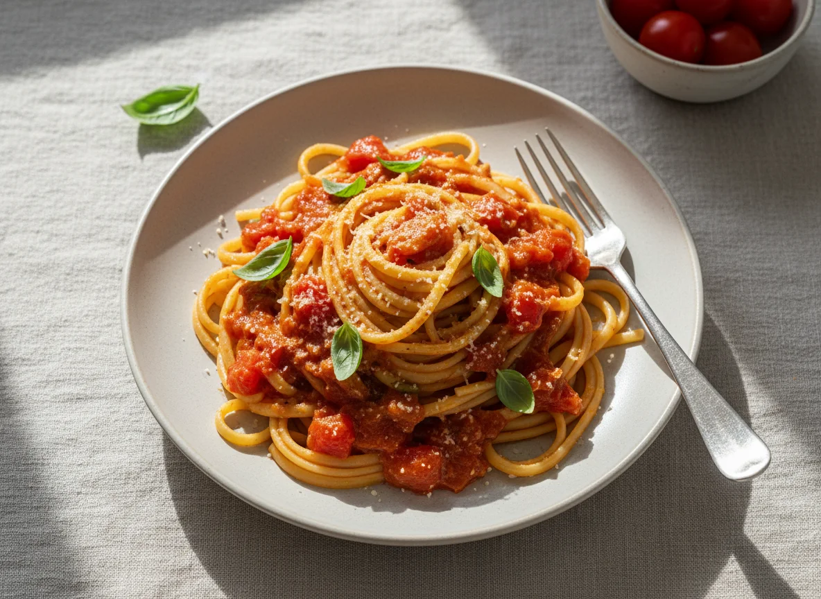 Pasta mit cremiger Tomatensauce photo