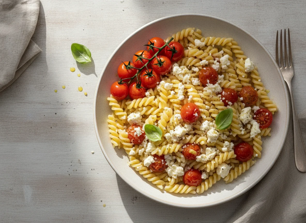 Pasta mit Feta und Tomaten photo