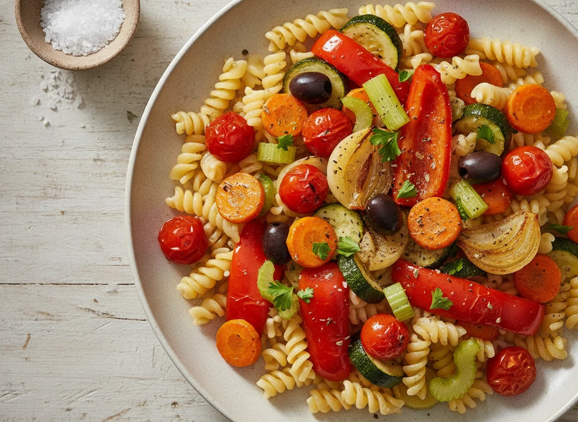 Pasta mit geröstetem Gemüse photo