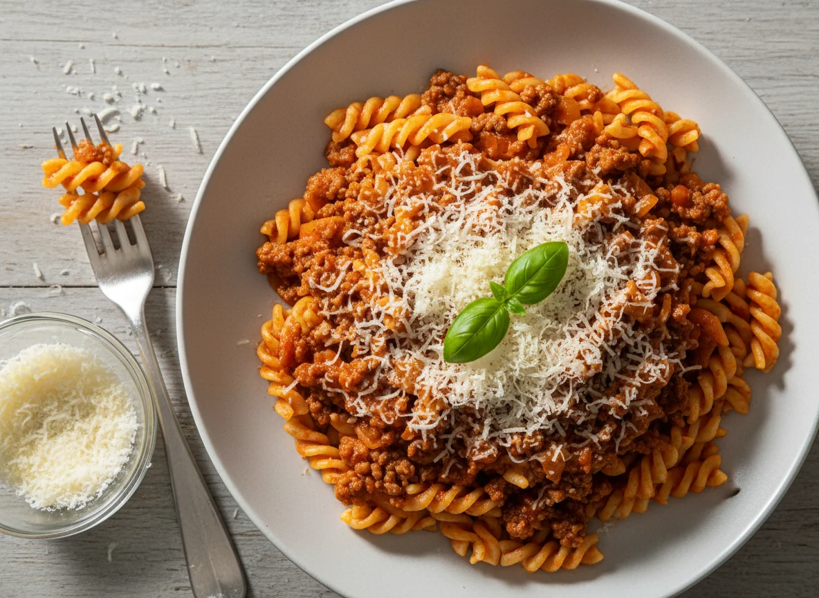 Pasta mit Hackfleischsauce photo