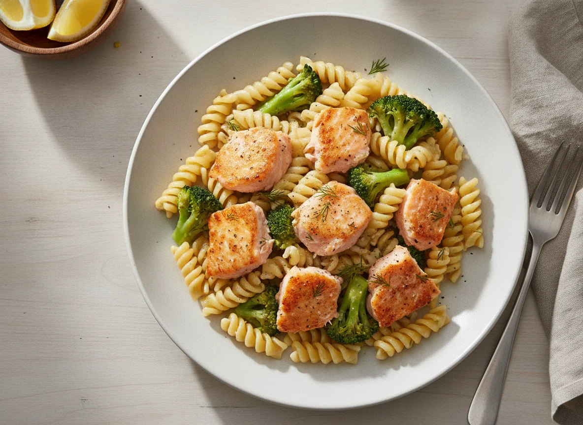 Pasta mit Lachs und Brokkoli photo